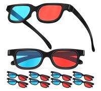 jojofuny Gafas 3D Rojo y Azul 10 Piezas, Lentes Anaglifo para Cine en Casa, Compatibles con Televisores y Monitores, Diseño Ligero de Plástico para Juegos y Películas en 3D