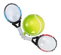 jojofuny Globos de Aluminio para Fiesta de Tenis Set de 3 Piezas Globo Pelota de Tenis de 18 Pulgadas Color Claro Raquetas Inflables Azul y Rojo Decoración Colgante para Eventos