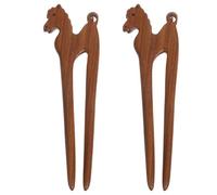 jojofuny Horquillas Pelo de Madera Verde Sándalo 2 Piezas Palillos Estilo Chino Diseño de Caballo del Zodíaco Accesorios Vintage para Moños y Peinados Tradicionales para Mujer y Niña