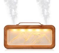 jojofuny Humidificador de Escritorio Portátil Sj23 600 Ml Doble Pulverización Diseño Montaña y Vetas de Madera Color Madera Clara para Dormitorio Oficina y Habitación de Ñiño Silencioso