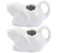 jojofuny Jarras de Cerámica para Espumar Leche y Servir 2 Piezas Pequeñas en Forma de Conejo Adecuado para Salsa y Condimentos en Cocina