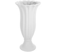 jojofuny Jarrón Cementerio Conmemorativo de Cerámica Grande, Porta Flores para Tumbas Gris Blanco, Resistente y Estable para Monumentos Funerarios, Decoración Exterior para Jardín y Patio