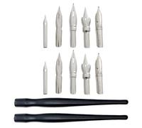 jojofuny Juego de 2 Sets de Bolígrafos para Dibujo Cómico Mango de Plástico y Punta Metálica, 12 Piezas para Pintura y Escritura, Suministros para Pluma de Inmersión, Material Escolar