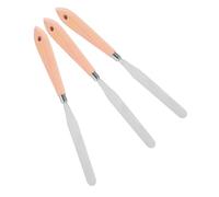 jojofuny Juego de 3 Espátulas de Acero Inoxidable para Pintura al Óleo Mango de Madera Ergonómico, Cuchillos de Paleta para Mezclar Óleo, Acuarela y Acrílico, Herramienta Versátil