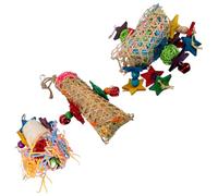 jojofuny Juego de 3 Juguetes para Pájaros Bolas de Mimbre y Bambú, Ideales para Masticar y Actividad Física en Loros y Aves Pequeñas
