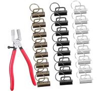 jojofuny Juego de 30 Clips Metálicos para Extremos de Cinta de 32mm, Llaveros con Abrazadera en 3 Colores, Incluye Alicates, Accesorios para Manualidades, Correas y Pulseras DIY