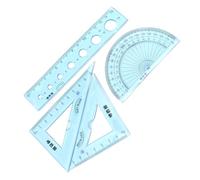 jojofuny Juego de 4 Reglas Flexibles Infantiles de 15 Cm Transparentes Azul con Transportador y Escuadras para Papelería Escolar y Dibujo Técnico