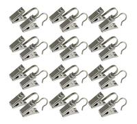 jojofuny Juego de 50 Clips para Cortina de Acero Inoxidable 430 Ganchos Planos Color Acero Multiusos para Cortinas Toallas y Ropa Accesorios para Decoración y Hogar