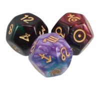 jojofuny Juego de Dados astrológicos de 12 Caras con símbolos numéricos, Set de 3 Dados en Doble Color para Cartas del Tarot y análisis de Constelaciones