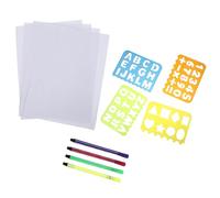 jojofuny Juego de Plantillas y Números de Plástico Resistente, Impermeables y Lavables, Herramientas Educativas para Aprender a Pintar y Dibujar, Adecuado para Actividades Escolares