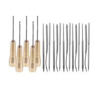 jojofuny Juegos de Costura para Zapatos 5 Piezas con Punzón de Crochet y Mango de Cobre, Kit Profesional para Reparación Manual de Lona y Coser a Mano, Herramienta Artesanal para