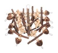 jojofuny Juguete Colgante para Loros Grande de Madera Natural de Manzano y Carambola, Suministros para Masticar y Roer, Accesorio para Jaulas Que Alivia el Estrés y Promueve la Actividad