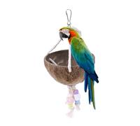jojofuny Juguete para Loro de Madera Columpio y Cadena de Cuentas de Colores para Jaula, Accesorio Natural de Café Cierre Rápido para Aves Pequeñas