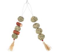 jojofuny Juguetes para Masticar para Conejos y Roedores, Bolas de Hierba Tejida Natural 2 Piezas, Colgante de Juguetes de Mimbre Aroma, Accesorio para Salud Dental y Entretenimiento