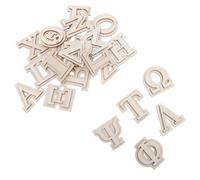 jojofuny Letras Griegas de Madera de Doble Capa 24 Piezas Beige para Proyectos Creativos y Decoración de Paredes Diseño Rústico Fácil de Manejar
