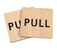 jojofuny Letreros de Madera para Puertas Empujar y Tirar, Adhesivos Textura Madera para Oficina y Tienda Minorista, Señal de Advertencia Visible para Puertas de Vidrio, 2 Unidades
