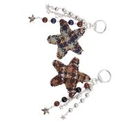 jojofuny Llavero Colgante de Dibujos Animados Forma de Estrella Vintage, 2 Piezas en Tela de Lana Verde y Café, Accesorios Decorativos para Bolsos y Mochilas, Llaveros Creativos de Moda