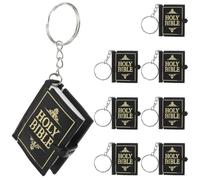 jojofuny Llaveros Bíblicos en Miniatura 8 Piezas, Colgantes Biblia Religiosa en Negro y Dorado, Accesorios para Regalos de Comunión, Detalles para Fiesta y Decoración de Iglesia