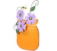 jojofuny Maceta de Pared Colgante de Hierro Pintada a Mano Color Naranja, Decoración de Jardín y Balcón, Escultura de Pared Artística para Patio y Decoración Exterior, Adorno Metálico