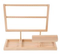 jojofuny Madera Maciza Soporte de Joyería Doble Nivel, Bandeja