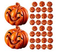 jojofuny Mini Calabazas de Resina 32 Piezas Figuras Otoñales Decorativas Pequeñas para Acción de Gracias Adornos de Calabaza Caras Expresivas para Decoración de Mesa y Hogar de Otoño