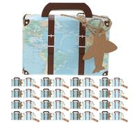 jojofuny Mini Maleta de Papel Kraft para Dulces 60 Unidades, Caja de Obsequio Vintage con Diseño Mapa del Mundo, Tamaño 8x5x3 Cm, Adecuado para Bodas, Fiestas y Recuerdos de Viaje