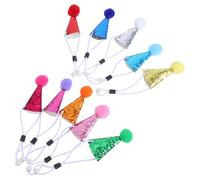 jojofuny Mini Sombreros de Fiesta para Mascotas 20 Piezas, Pequeños Gorros de Cumpleaños de Cono con Lentejuelas y Pompones, Accesorios Decorativos para Perros, Gatos y Conejos