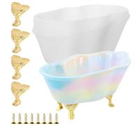 jojofuny Molde de Silicona para Resina Epoxi con Forma de Bañera 1 Unidad con 4 Patas Doradas y 8 Tornillos Molde Artesanal para Joyas Dulces y Manualidades