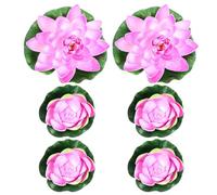 jojofuny Nenúfares Artificiales para Estanques 6 Piezas 4 Medianos y 2 Grandes Color Rosa Flores de Loto Flotantes de Plástico para Decoración Interior y Exterior Plantas Acuáticas