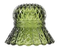jojofuny Pantalla de Vidrio Festoneada Verde Oscura 160Mm Diámetro Pequeña Pantalla de Lámpara Vintage con Patrón de Red Accesorio de Iluminación para Lámpara de Mesa y Pie Repuesto