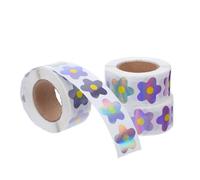 jojofuny Pegatinas de Recompensa Impermeables de Flores Purpurina, 1500 Unidades en Rollos, Motivacionales para Aula, Ideales para Incentivos Escolares y Decoración Educativa