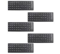 jojofuny Pegatinas para Teclado de Computadora 5 Piezas, Letras en Fondo Negro Mate, Protector de Teclado Portátil Español, Etiquetas Adhesivas Resistentes al Desgaste para PC y Laptop