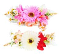 jojofuny Peinetas Laterales de Flores para Mujer, 2 Unidades, Color Champán y Rosa, Tela y Metal, Accesorios para Boda y Peinados Elegantes, Porta Bollos Deslizante para Sujeción Cómoda