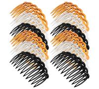jojofuny Peinetas Laterales Retro Clásicas de Plástico 75 CM 11 Dientes Flexibles para Mujer y Niñas Set de 12 Unidades 3 Colores Accesorios Cabello y Diademas Decorativas para