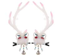 jojofuny Pinzas Pelo Astas de Reno de Navidad Accesorios de Cuerno de Alce para Niñas Pasadores Navideños de Orejas de Ciervo para Cosplay Bonitas Pinzas de Reno para Mujer