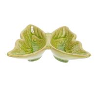 jojofuny Plato de Cerámica Verde para Aromaterapia y Salsas, Compacto | Doble Compartimento, Fácil de Limpiar y Guardar, Accesorio Delicado para Cocina, Spa y Decoración