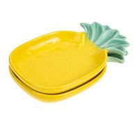 jojofuny Plato de Condimentos Cerámico Forma de Piña, 2 Piezas, Diseño Ligero y Portátil, Adecuado para Salsa de Soja, Guarniciones y Aperitivos en Hogar y Restauración
