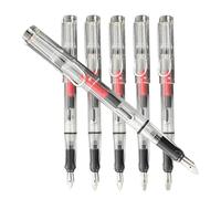 jojofuny Pluma Estilográfica Transparente de Plástico para Caligrafía, 6 Unidades Puntas de 0.7mm a 2.9mm, Bolígrafo Reutilizable Portátil Adecuado para Dibujo Artístico y Escritura