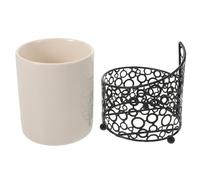 jojofuny Portacucharas de Cerámica Grande con Marco Metálico para Barra de Café, Organizador Vertical para Agitadores, Pajitas y Utensilios de Cocina, Soporte Estable para Encimera en