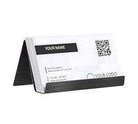 jojofuny Portatarjetas de Visita de Acero Inoxidable 304 Negro Mate, Organizador Compacto para Escritorio Oficina, Soporte Metálico para Tarjetas de Negocio y Exposiciones