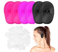 jojofuny Protectores Auditivos para Peluquería 206 Piezas, 3 Pares de Orejeras de Silicona 200 Cubiertas Desechables para Ducha y Tinte, Cómodos, Impermeables y Multiusos para Baño y Salón