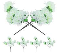 jojofuny Ramo de 6 Flores Artificiales de Crisantemo para Cementerio Color Blanco Crema 7 Tallos por Ramo Flores Conmemorativas Resistentes para Decoración Exterior de Tumbas y Nichos