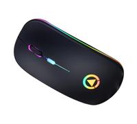 jojofuny Ratón Inalámbrico Silencioso Carga USB, Luz RGB de Colores Múltiples, Material Abs y 4 Teclas para Uso Profesional y Juegos