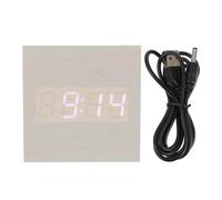 jojofuny Reloj Despertador Digital LED Pantalla de Temperatura, Diseño Cuadrado de Madera, Función Silenciosa y Conexión USB para Dormitorio, Oficina y Espacio de Trabajo