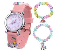 jojofuny Reloj y Pulsera Unicornio Para Niñas Cuarzo Colgante De Corazón De Perla De Cumpleaños