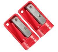 jojofuny Sacapuntas Manual Doble para Lápices Planos de Carpintería, Compacto y Ligero, Color Rojo, 2 Unidades, Adecuado para Papelería Infantil, Oficina y Escuela