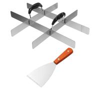 jojofuny Separador de Pasteles Acero Inoxidable 2 Piezas con Espátula para Tiramisú y Brownie Marcador de Porciones Iguales 9 Divisiones Cortador de Tartas y Postres para Cocina y