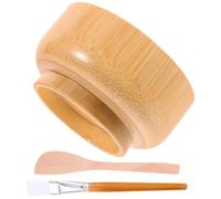 jojofuny Set de Bol para Mascarillas Faciales de Madera Antigoteo Pincel y Espátula Kit Práctico de 3 Piezas para Mascarillas Caseras Portátil y Fácil de Limpiar