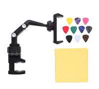 jojofuny Soporte Ajustable para Teléfono Móvil Negro Gris para Músicos Clip Multifuncional para Guitarra y Micrófono, Atril Portátil para Partituras y Uso en Casa o Coche