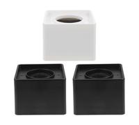 jojofuny Soporte de Micrófono de Escritorio ABS 3 Banderas Cuadradas para Entrevistas 2 Negras 1 Blanca Soporte Portátil para Logotipo de Estación Cubo para Micrófono 7X5 CM Accesorio